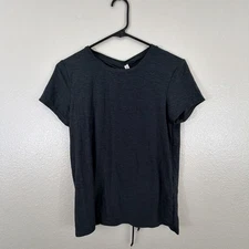 Ebb & Flow Women's Gray V-Neck T-Shirt Small Active Stretch Athletic Tee