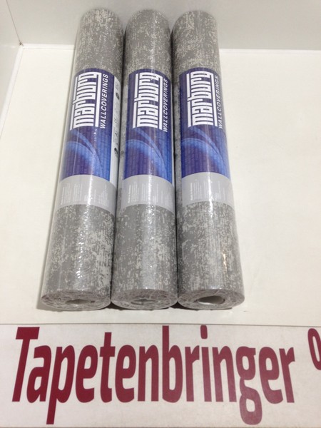 Vliestapete Marburg 3X 31744 (3Rollen) Edles Uniputzmuster Grau Metallic Glanz-image