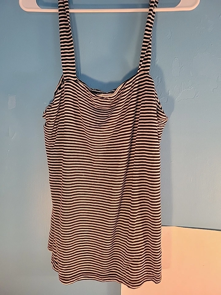 Blusa sin mangas a rayas negras/blancas Anne Klein para mujer talla M Foto 2 de 4