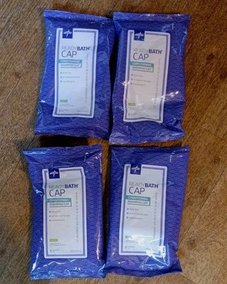 FOUR Medline ReadyBath Rinse-Shampoo Caps   Conditioning |Fragrance 4-Pack