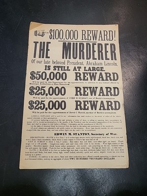 12x18 John Wilkes Booth WANTED POSTER Abraham Lincoln Assassination Photo REWARD
