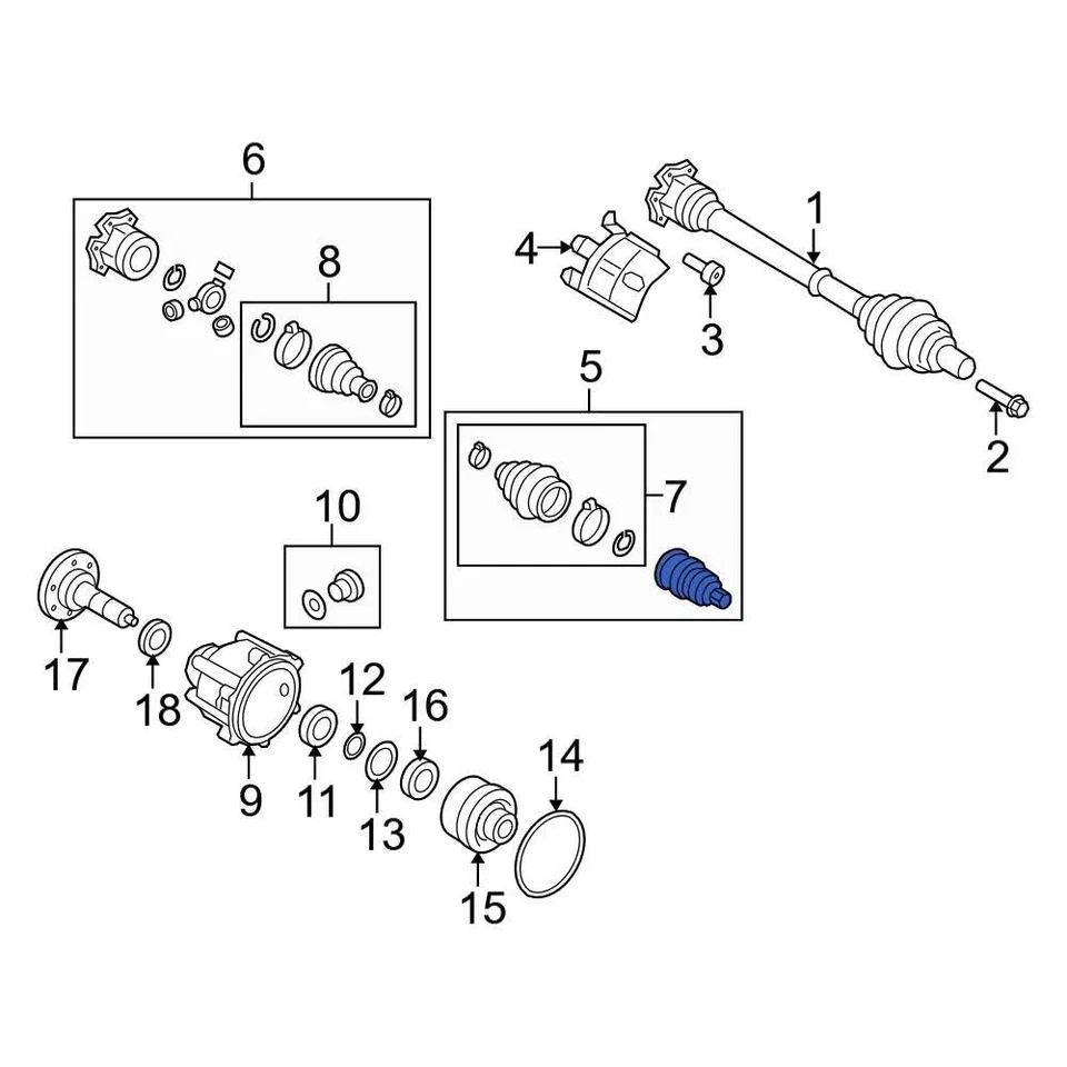 For Audi Q5 2009-2017 Audi Front Inner CV Joint Kit Foto 4 de 4