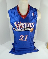 2002-03 Philadelphia 76ers Greg Buckner #21 Game Issued Blue Jersey 46 95