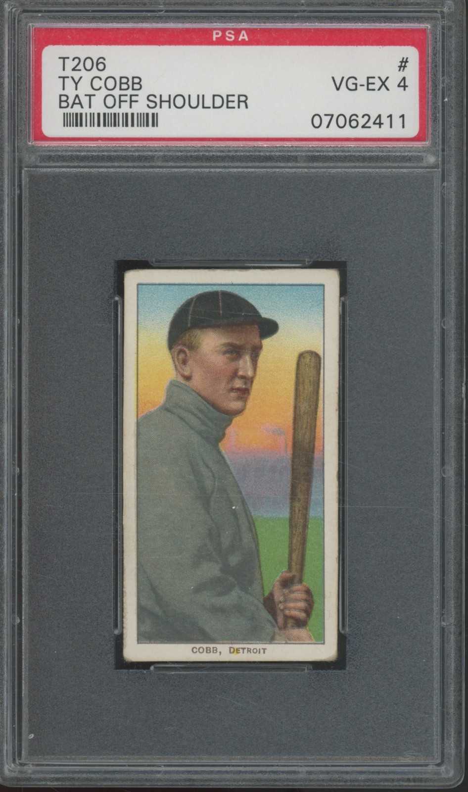 1909 T206 Sweet Caporal Bat Off Shoulder Ty Cobb VG EX PSA 4