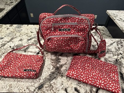 Ju-Ju-Be Be All Diaper Bag + Be Quick & Changing Pad Red Floral EUC
