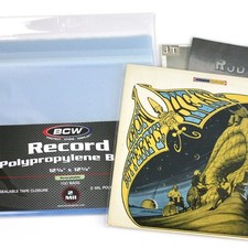 BCW Resealable 33 RPM Record Poly Bags Archival Safe w/ Flap 2 mil Pack of 100