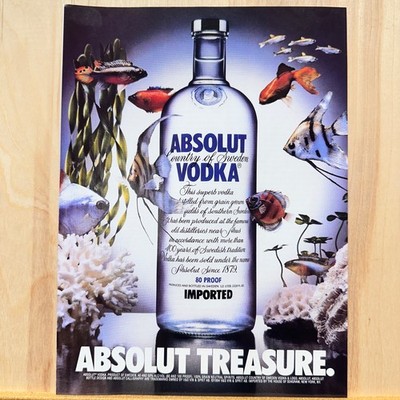 1994 Absolute Vodka Tropical Fish Underwater Treasure Vintage Print Ad Reef