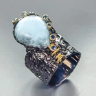 Jewellery Natural Larimar Ring 925 Sterling Silver Size 8 /R463273