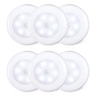 6 Pack 2.8” Motion Sensor Lights Indoor AAA Battery Operated, Stick on LED Pu...