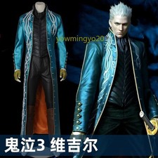 Game Devil May Cry 3 Vergil Halloween Cosplay Costume Outfit Jacket Windbreaker