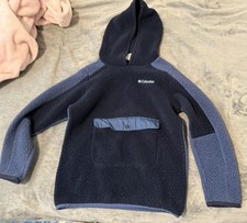 Columbia Youth Medium Navy Blue/blue Fleece Pullover Kangaroo Pocket