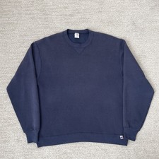 Vintage 80s Russell Athletic Sun-Faded Navy Blank Crewneck Made In USA Sz Large