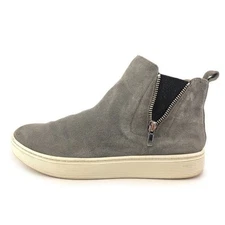 Sofft Britton Zip Sneaker Boots Womens Size 7.5 M Smoke Gray Suede Leather Ankle
