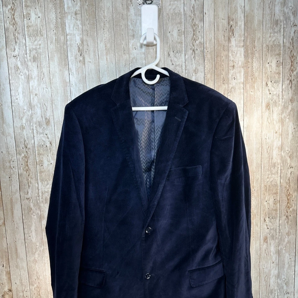 Chaqueta Blazer Para Hombre Camilioni Italia Azul Marino Terciopelo Lujo Hecha en Italia 46L Foto 2 de 4