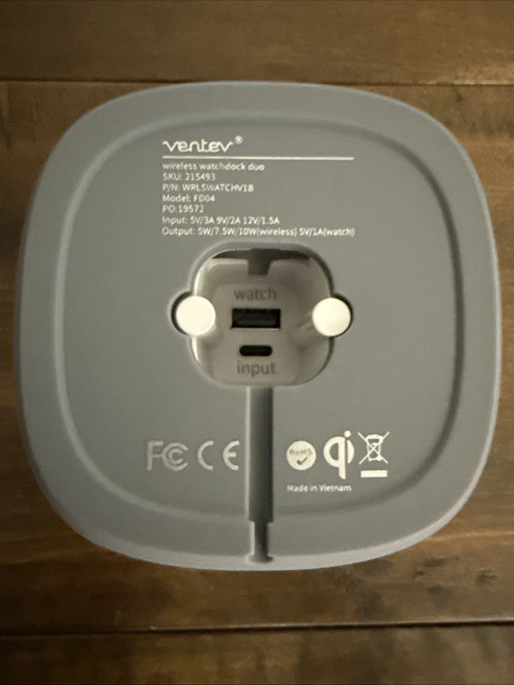 Cargador rápido Ventev inalámbrico 10W Qi Watchdock Duo - blanco/gris Foto 2 de 3