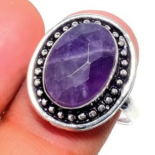 Natural Amethyst Gemstone 925 Sterling Silver Jewelry All Size Ring For Gift