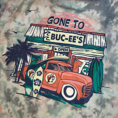 Gone to Bucees Tie Dye Tshirt Medium Casual Colorful Retro Tropical Beach Surf