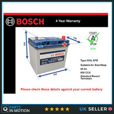 EFB Battery fits MAZDA 3 BK, BL, BP Stop Start Bosch 005L EFB 650A 65Ah