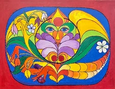 LASZLO ISPANKY- Hungarian/NJ/Cranbrook Modernist-Signed Oil-Psychedelic Floral