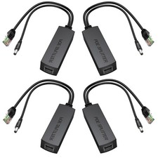 4-Pack PoE Splitter 12V 1.2A, Active PoE to 2.1mm DC - IEEE 802.3af/at Compli...