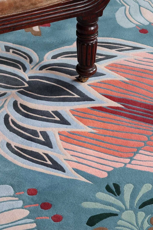 Hand Tufted Wool Rug 5x8 6x9 – Botanical Garden Style Carpet for Dining & Living - Image 3 of 4