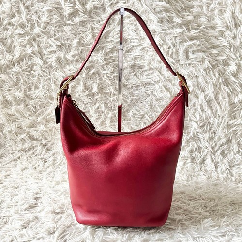 COACH Vintage Glovetanned Leather Shoulder Bag in Red C2D-9823 - Picture 12 of 24