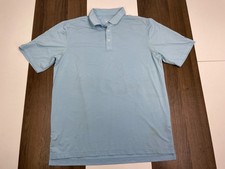 Straight Down Mens Size L Blue Polo Shirt Performance Short Sleeve Golf Sports
