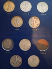 12 Walking Liberty Halves 1941-1947 with Whitman coin album,  collected in 1980s