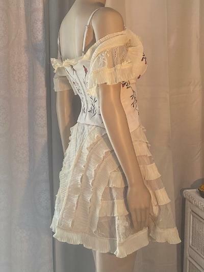 CHECOCRE The Original Design Cream Ruffled Dress Size US 0? UK 4 