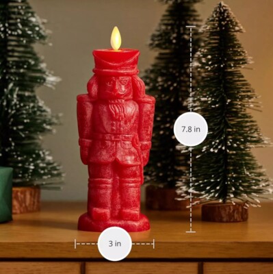 Luminara Flameless Candle LED Chalky Nutcracker Christmas Holiday Moving Flame