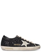 GOLDEN GOOSE Super-Star Women's Black Glittered Low Top Sneakers New