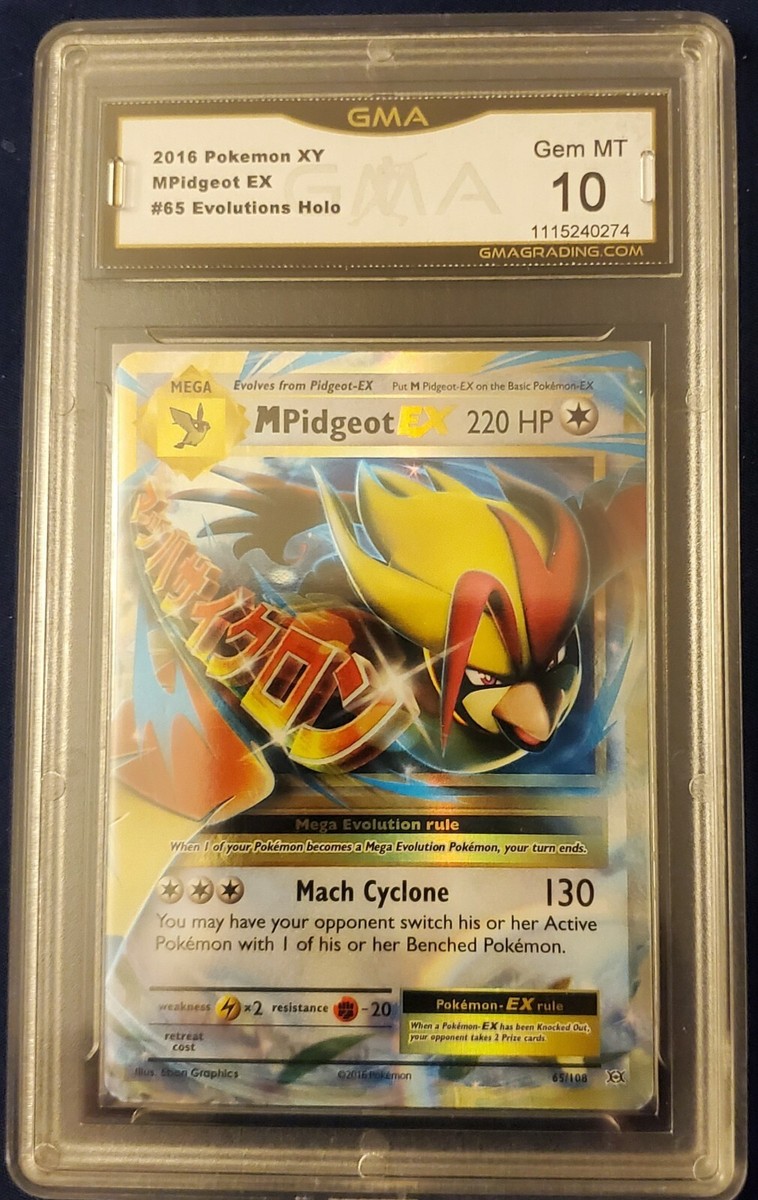 2016 Pokemon XY Evolutions M Pidgeot EX Holo 65/108 GMA 10 Gem