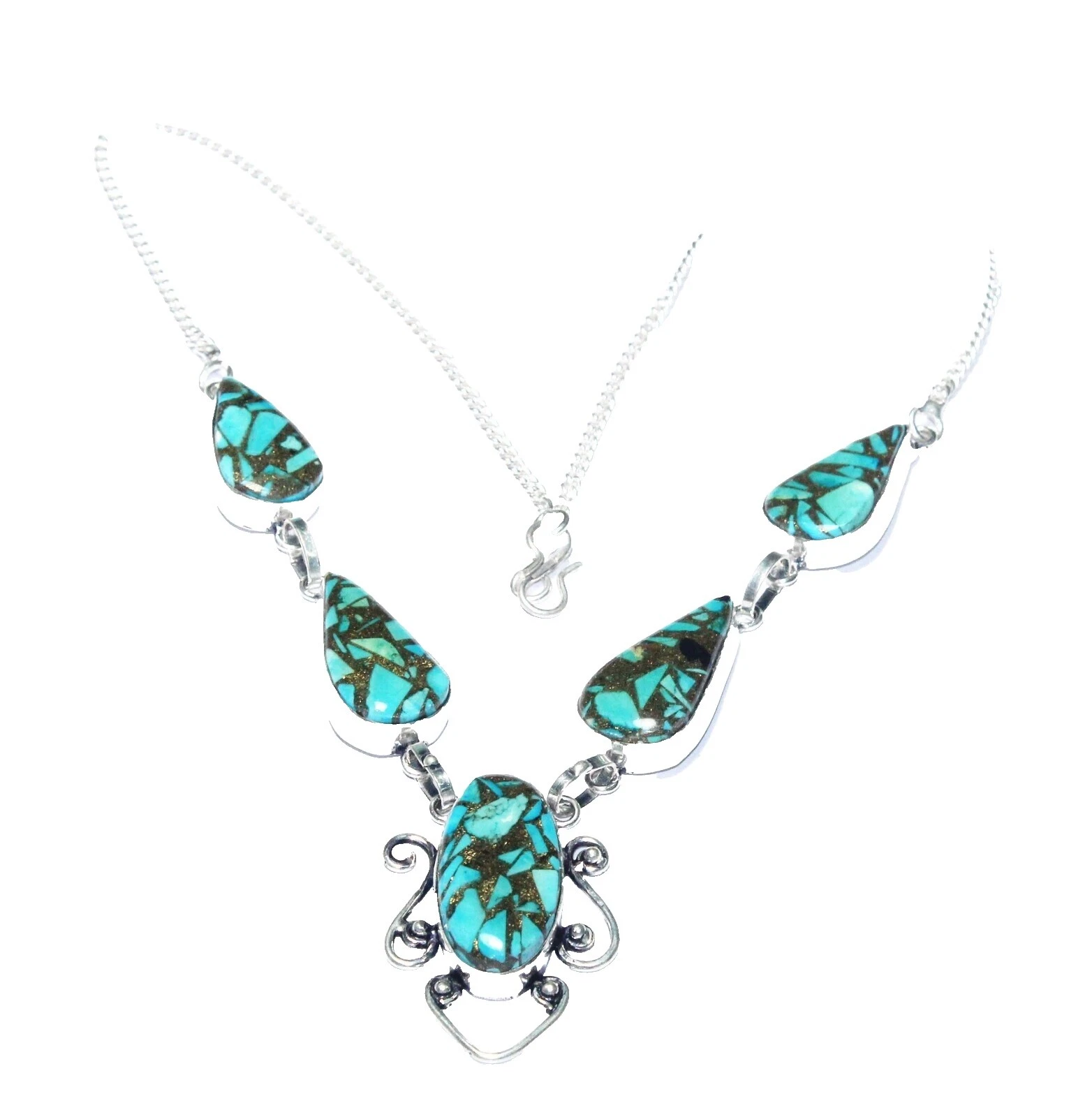 Turquoise Silver Plated Chain Fashion Necklaces & Pendants