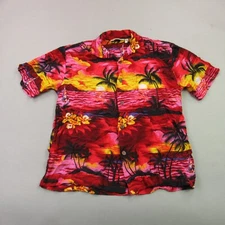 Sunny Island Shirt Mens Large Short Sleeve Button Front Hawaiian Floral Beach