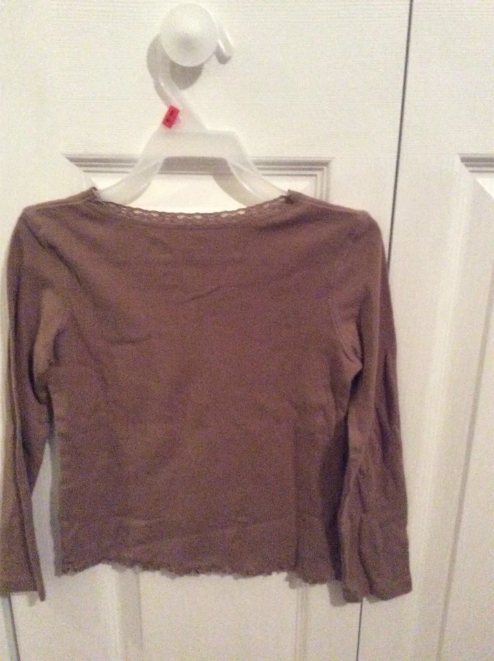 Niñas Top Marrón Manga Larga con Encaje en Escote - Gloria Desteñida - XS(4/5 Foto 2 de 2
