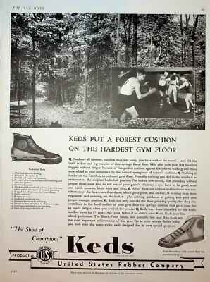 Original 1934 Keds Ad: Basketball; Put a Forest Cushion on the Hardest Floor