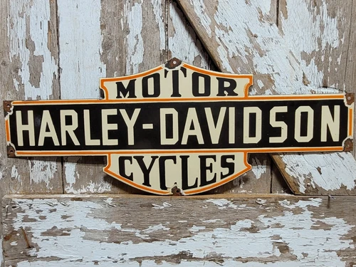 VINTAGE HARLEY DAVIDSON PORCELAIN SIGN OLD MOTORCYCLE DEALER 29"DISPLAY SERVICE