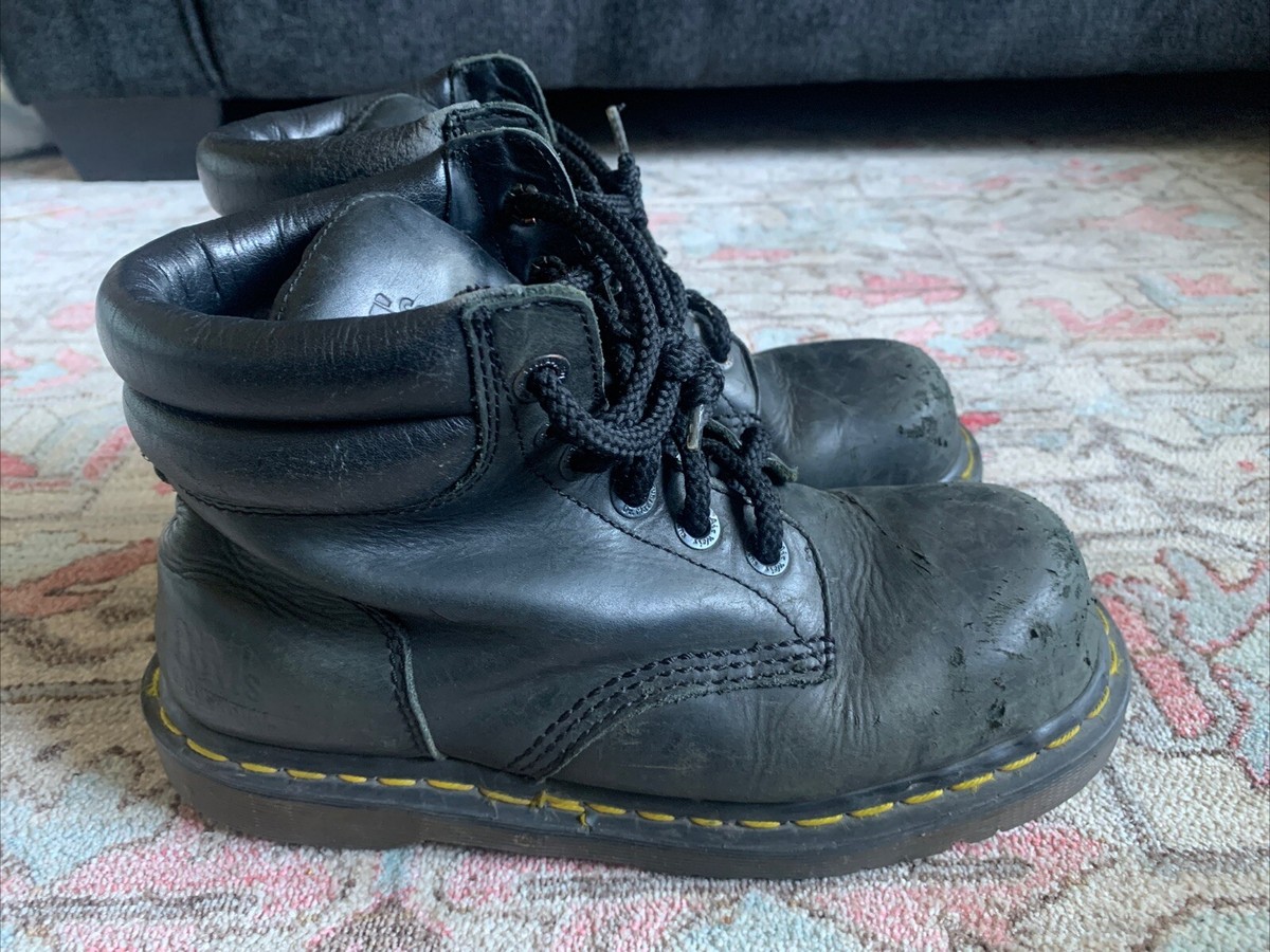 Vintage Dr Martens Industrial Safety Toe Made In England Black Leather UK 3 US 5 Dr Martens Made in England, 7 Hole Industrial Steel Toe  main image 3
