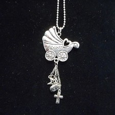 NEW Pewter Baby Buggy Car Charm