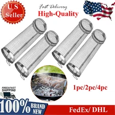 BBQ Stainless Steel Round Rolling Grilling Basket for Grilling Meat Vegetables