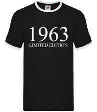 Limited Edition 1963 - Mens Ringer - Birthday Present 61st 61 Gift Age