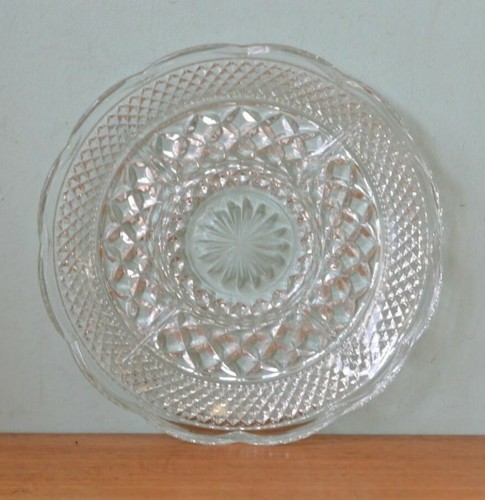 Vintage cut glass plate serving tray party dish Anchor Hocking Wexford Sau1 - Picture 2 of 6