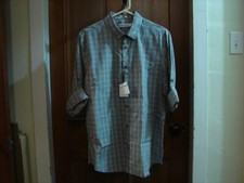 Mens Calvin Klein Battleship Button Down Cuff Short Sleeve Shirt Size M NWT  1