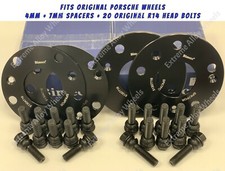 4mm + 7mm Black Spacers Fits Porsche 718 Cayman + OE Replacement Wheel Bolts