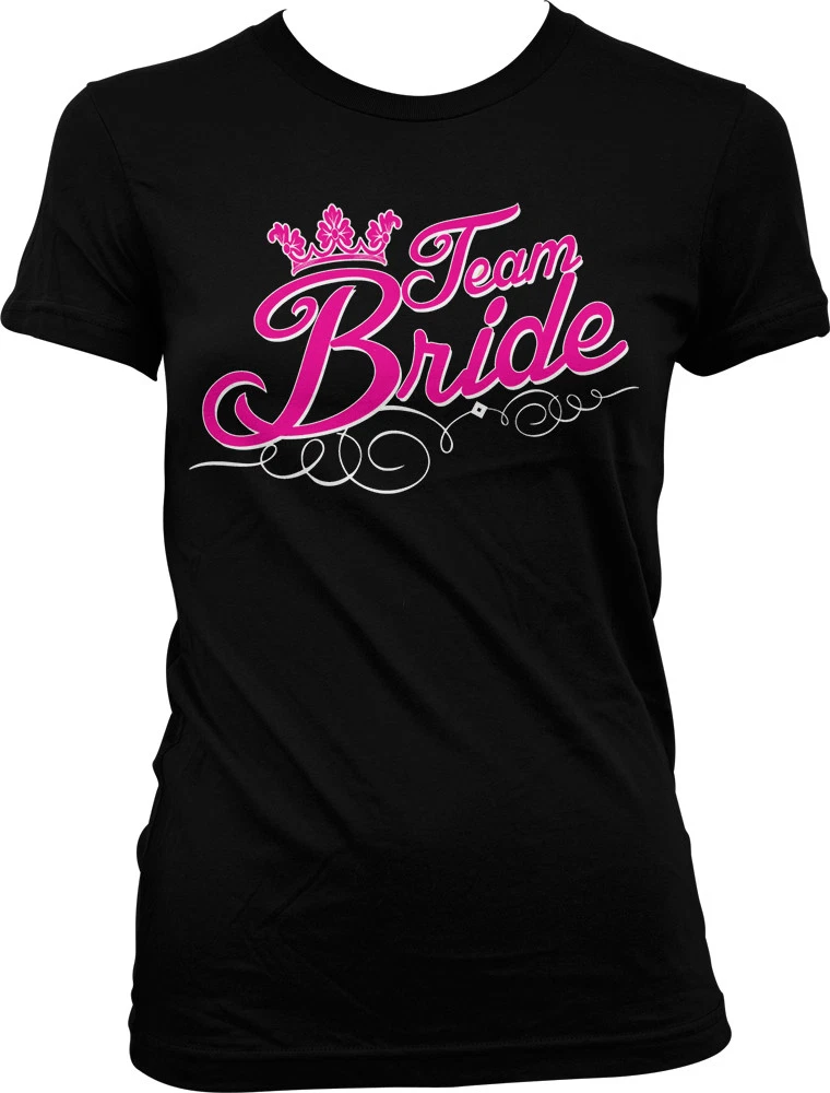 Script Pink Team Bride Wedding Bachelorette Party Juniors T shirt