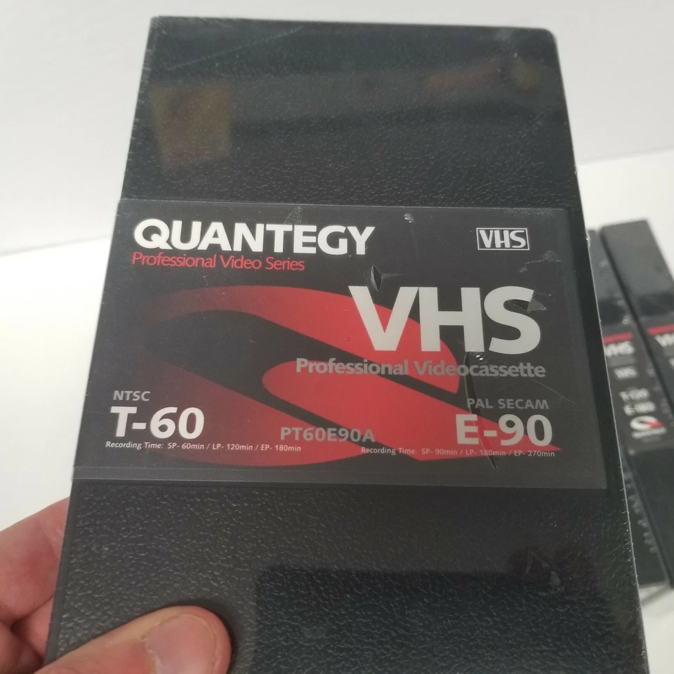 Vintage Quantegy Blank VHS T-120, T-60, T-30 Lot of 10, Hard Cases, New Sealed - Image 2 of 4
