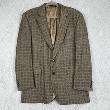Jos Bank Camel Hair Blazer Mens 43 Long Brown Houndstooth Suit Jacket Sport Coat