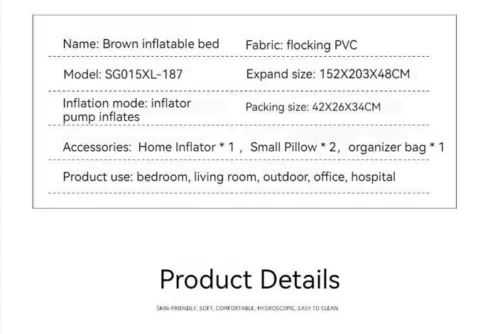 Inflatable High Raised Double King Size Air Bed Mattress with Pump Pillow Kit - Picture 12 of 13