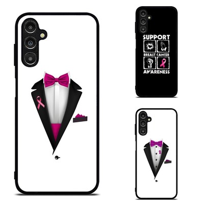 For Samsung S21 S22 S23 S24 FE Ultra Plastic Case Tuxedo Breast Cancer Awareness