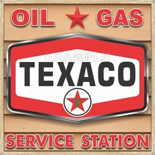 TEXACO GAS STATION WIDE SIGN REMAKE SQUARE ALUMINUM SIZE OPTIONS UP TO 36" X 36"